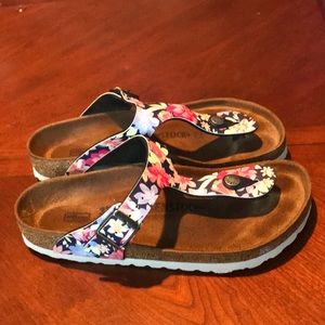 Birkenstock leather floral print sandals shoes size 37